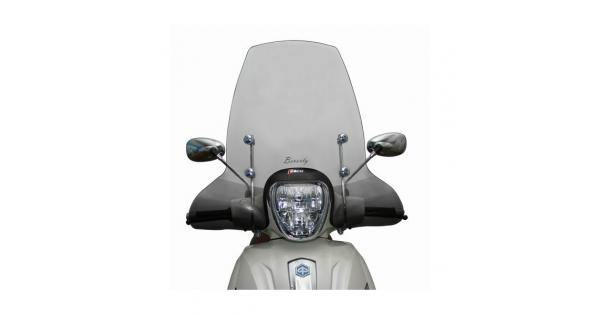 Faco Windschutzscheibe Für Piaggio Beverly 125/300/350 (2010–2020) – Transparent, 680 Mm Hoch, Inkl. Halterungen